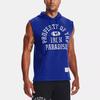 Under Armour Project Rock Graphic Fleece Sleeveless Hoodie Vest Men Tops Blue 1367034-400