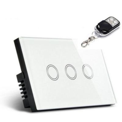 3 Way 3 Gangs Remote Control Switch Smart Touch Wall Light Switch Wireless Remote Control
