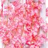 Artificial Sakura Flowers Silk Cherry Blossoms Vines Rattan Garland Christmas Garden Arch Ornament Wedding Party Home Decoration