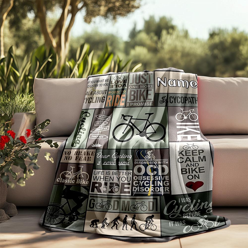Cycling Passion Joy And Freedom Personalized Outdoor Blanket Customize Text Durable Comfort For Picnics Outdoor Travel And Camping Sofa Office