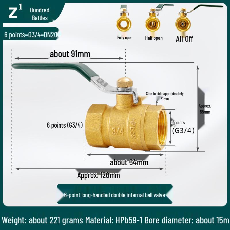 4-6 Point Copper Ball Valve: Internal/External Thread, Straight-Through Water Switch