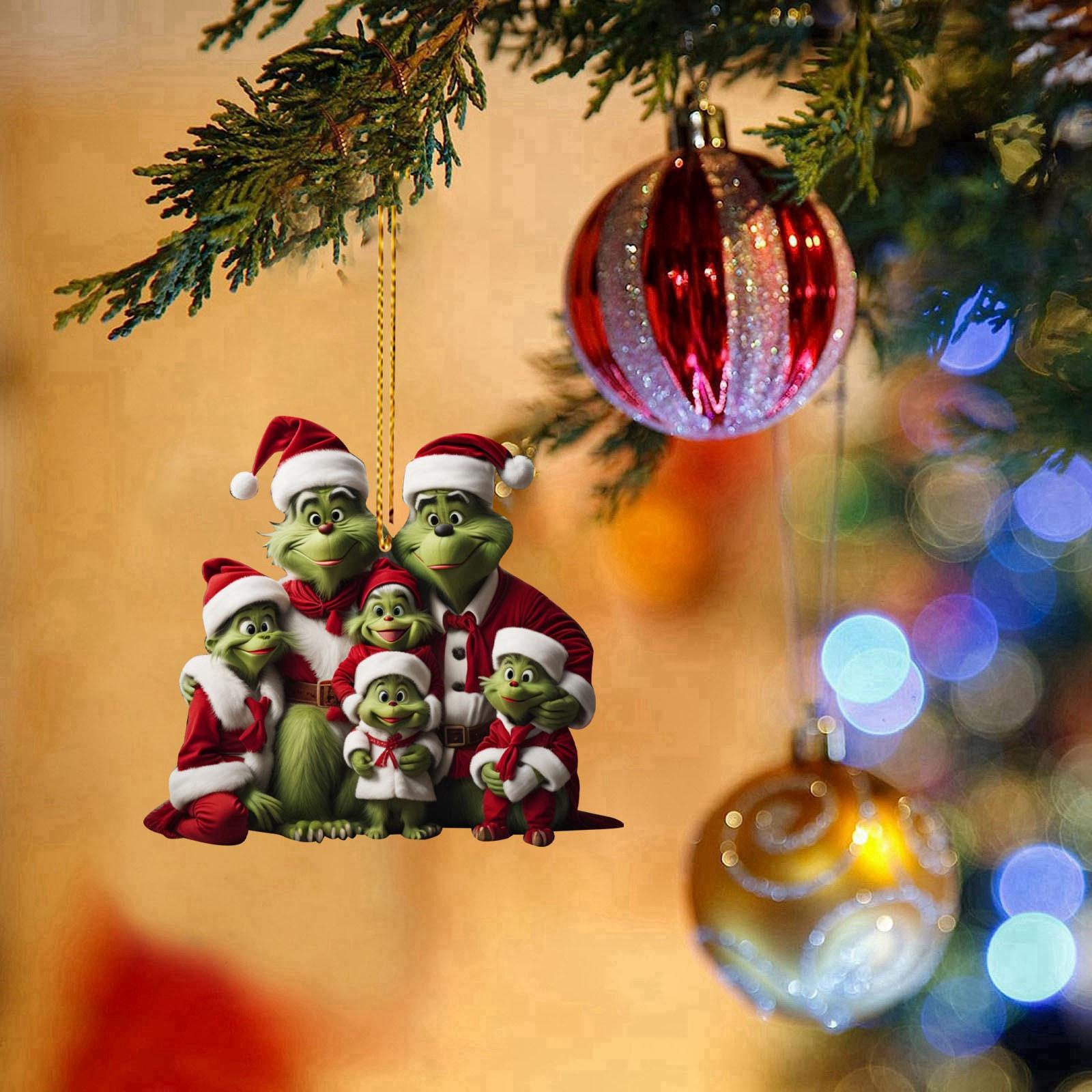

Flat Acrylic Holiday Character Hanging Ornament 2D Decorative Pendant for Christmas Tree Home Decoration Festive Season Accessory