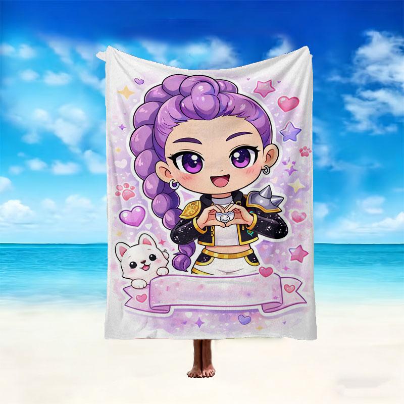 1pc Kpop Demon Hunters Blanket, Cozy Valentine's Day Blanket, Multi-functional Nap Blanket Available Throughout the Four Seasons