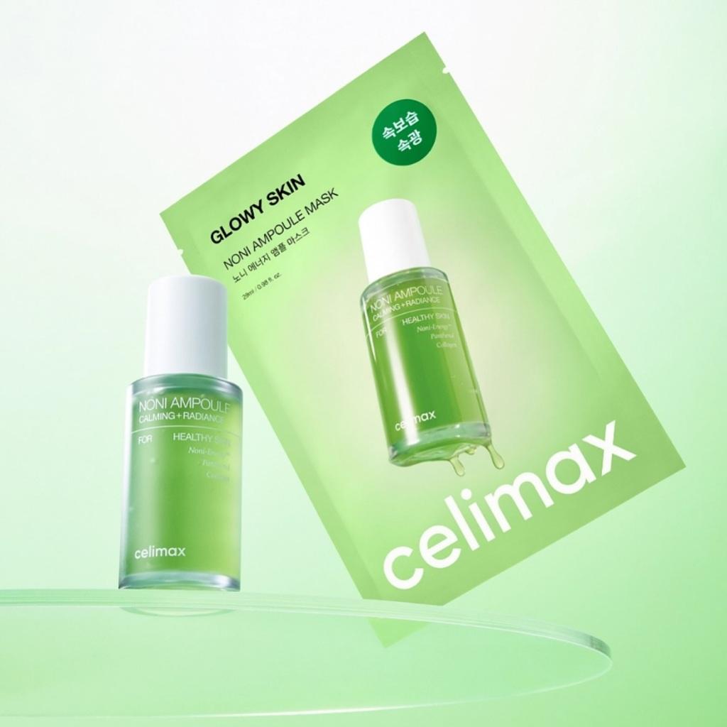 CELIMAX Švytinti oda Noni ampulės kaukė 2 variantai