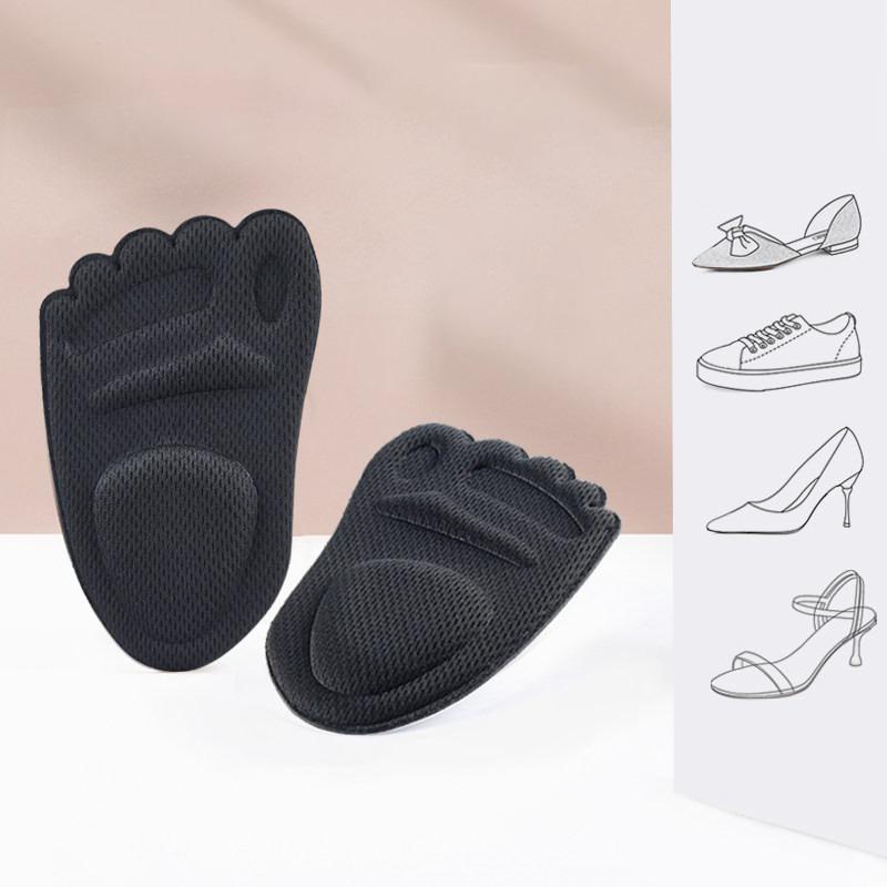 1Pair Women Forefoot Pad Pain Relief Insert Half Size Insoles Non-Slip Cushion Shoe Breathable Sweat Absorbing Foot Pads