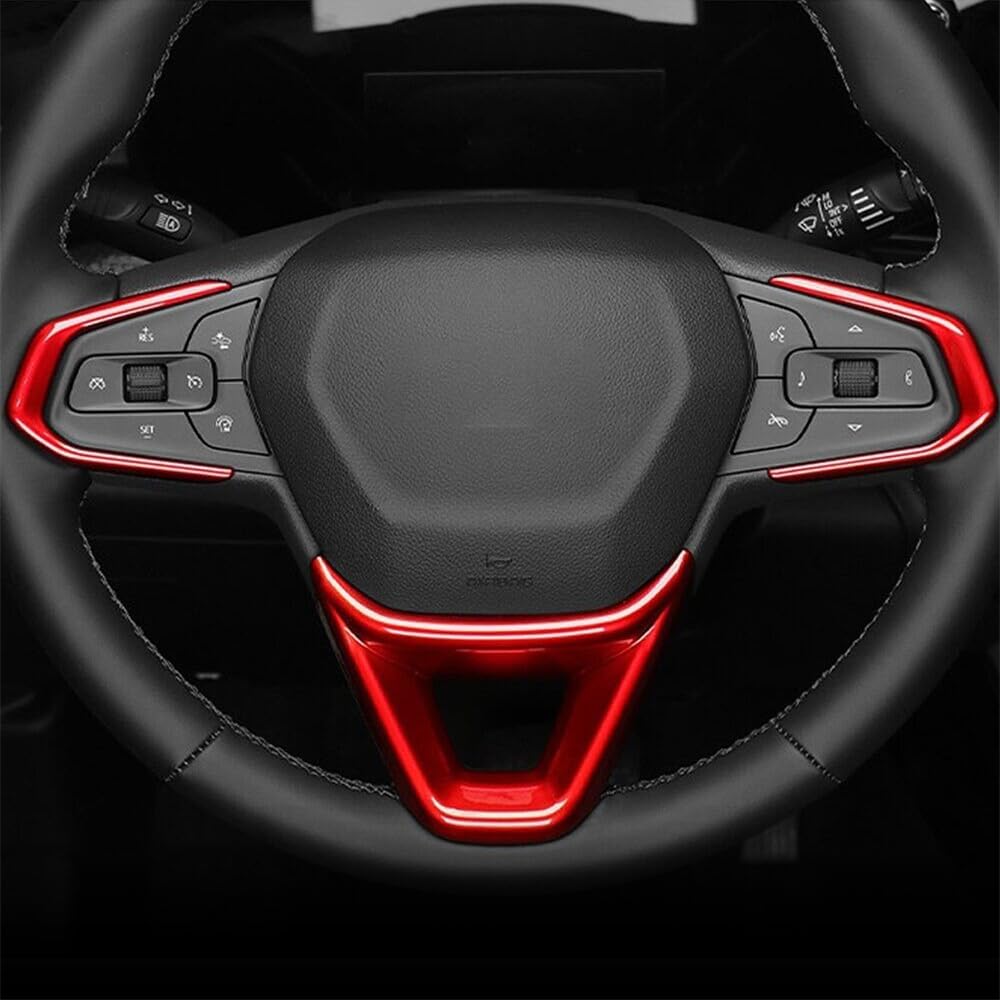 2023 2024 for Chevrolet Trax Steering Wheel Decorative Cover Trim ABS Red Interior Car Accessories 3pcs