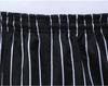 Men's Loose Straight-Leg Cotton Work Pants - Striped Kitchen Waiter Trousers