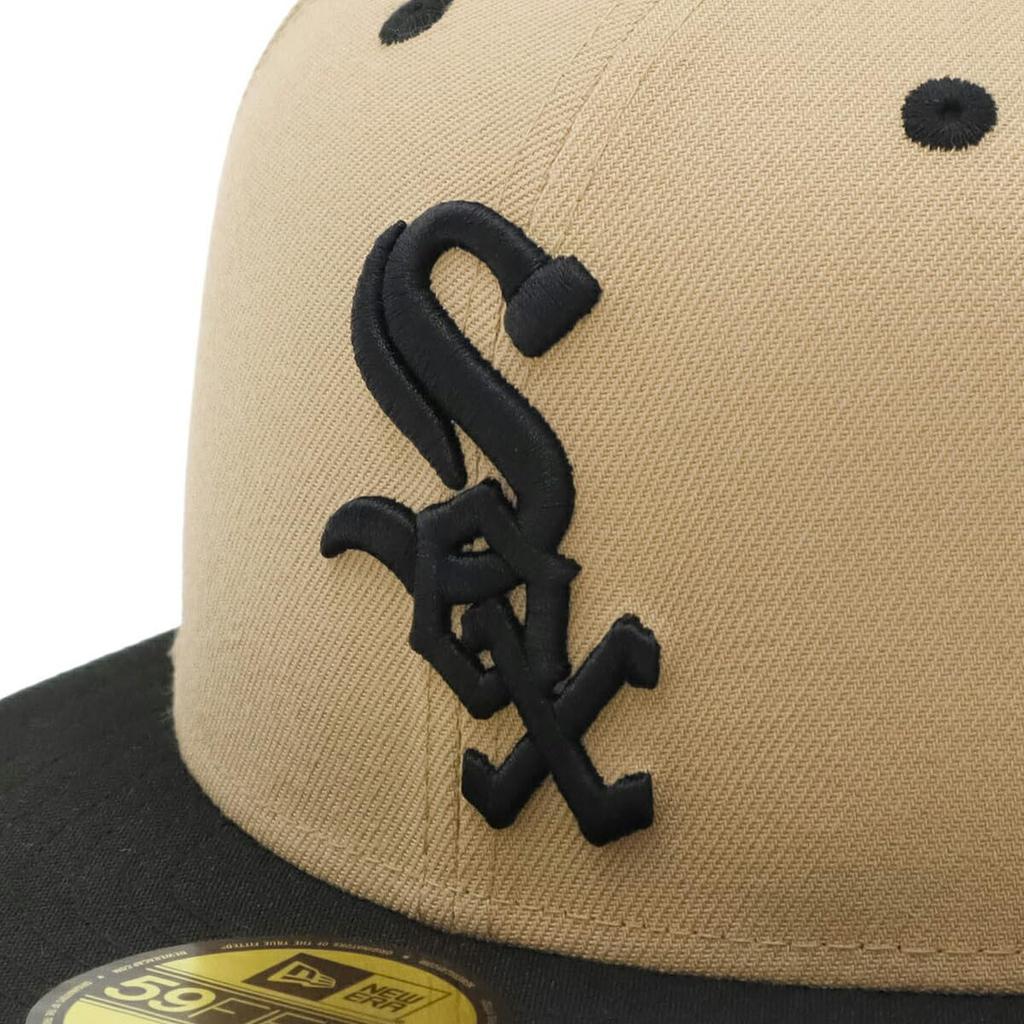 New Era 59FIFTY Cap MLB Chicago White Sox CWS Camel Beige ONSPOTZ Exclusive and Gokyu Fifty 5950 SOX Straight Flat Visor Fashion Trends Popular Size