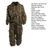 2 Pcs/Set Outdoor Disguise Top Pants Suit 3D Leaves Decor Breathable Hunter Ghillie Suit Camouflage Clothes CS Training Jungle Hooded Jacket