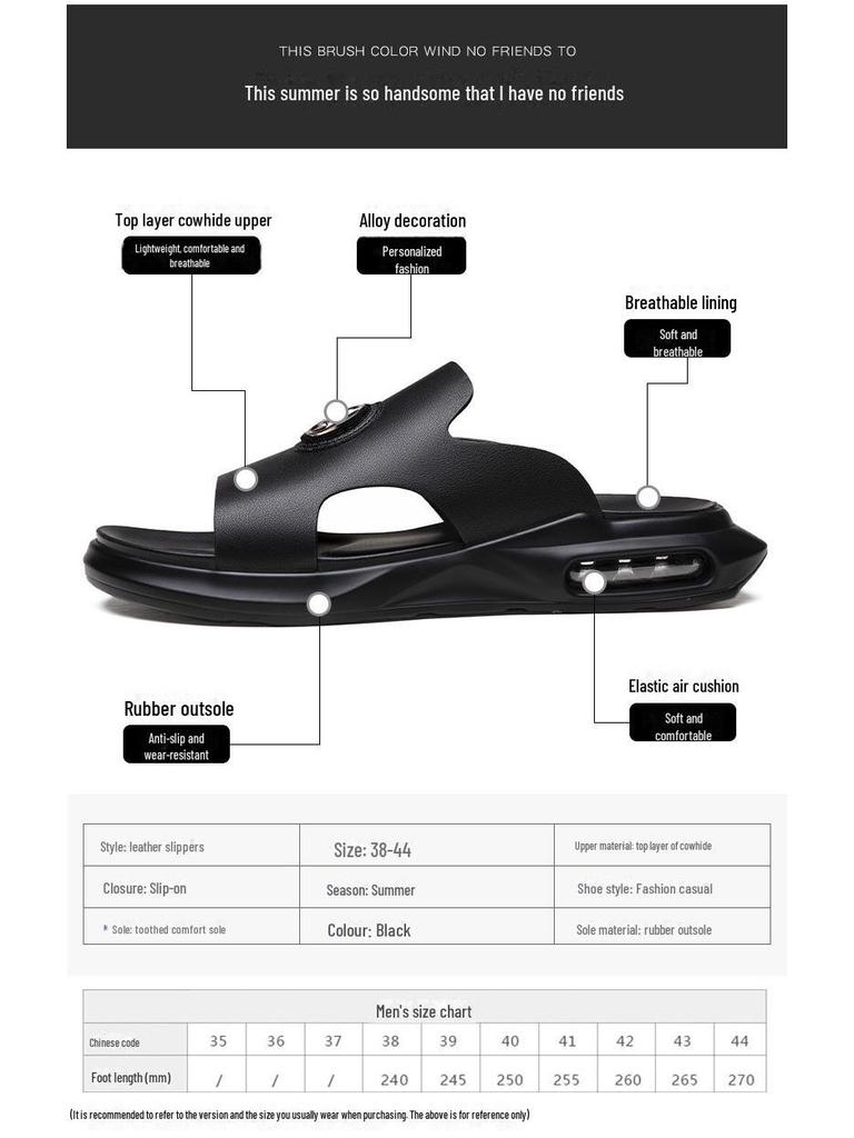 Genuine Leather Men's Outdoor Summer Flip Flops and Sandals