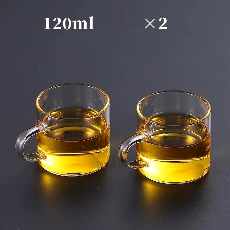 120ml Colorful Handle Glass Tea Cup with Handle – Heat Resistant High Borosilicate Water Cup