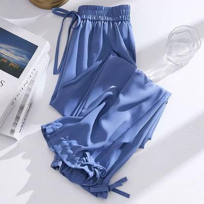 Ice Silk Sports Pants for Women - Summer Thin Style, Petite-Friendly Chiffon Ankle-Tied Casual Harem Pants, Sun Protection Drape Lantern Trousers