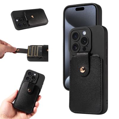 Pouzdro z umělé kůže pro iPhone 16 15 14 Pro Max 13 12 11 7 8 XS, odolné proti pádu, odolné proti demagnetizaci, se slotem pro karty, pohodlné na nošení