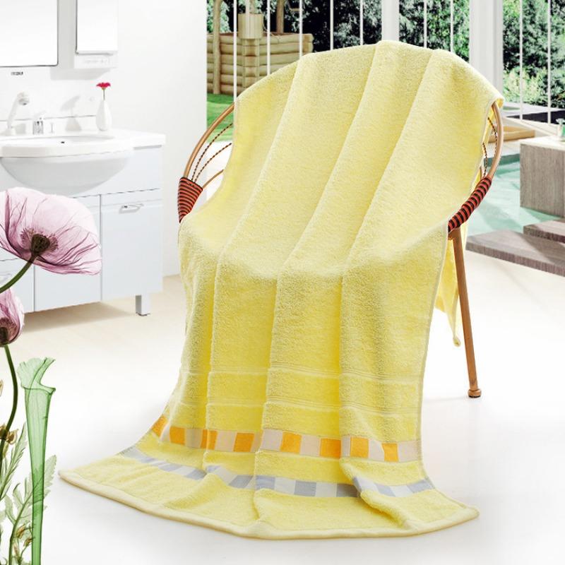 Jacquard Ribbon Checkered Large Bath Towel, Thick Cotton Soft Absorbent Beach Towel