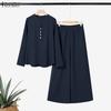ZANZEA Women Long Sleeve Blouse and Pants Casual Two Piece Suit Sets
