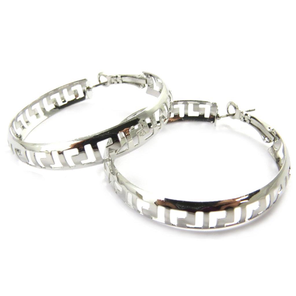 Les Trésors De Lily [L9684] - Silver 'Choréographie' Hoop Earrings Ø 40 Mm 7 Mm