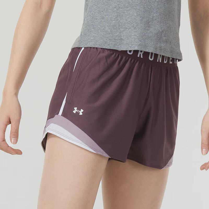 Under Armour Letter Print Breathable Elastic Waist Casual Shorts Women shorts Blush 1360940-554