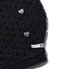 YOUHEE Heart Crochet Bonnet Hat Black