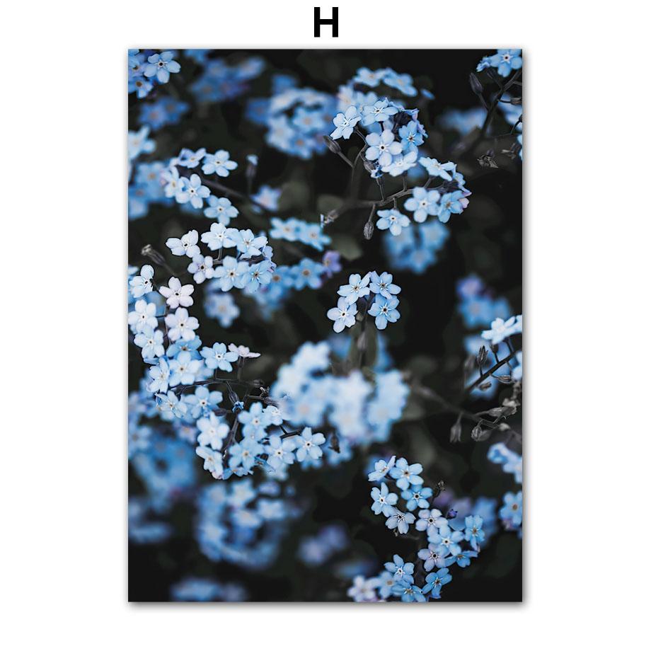 Blue Ocean Wave Shark Flower House Canvas Wall Art Print Posters Modern Painting Pictures Bedroom Living Room Decoration Club