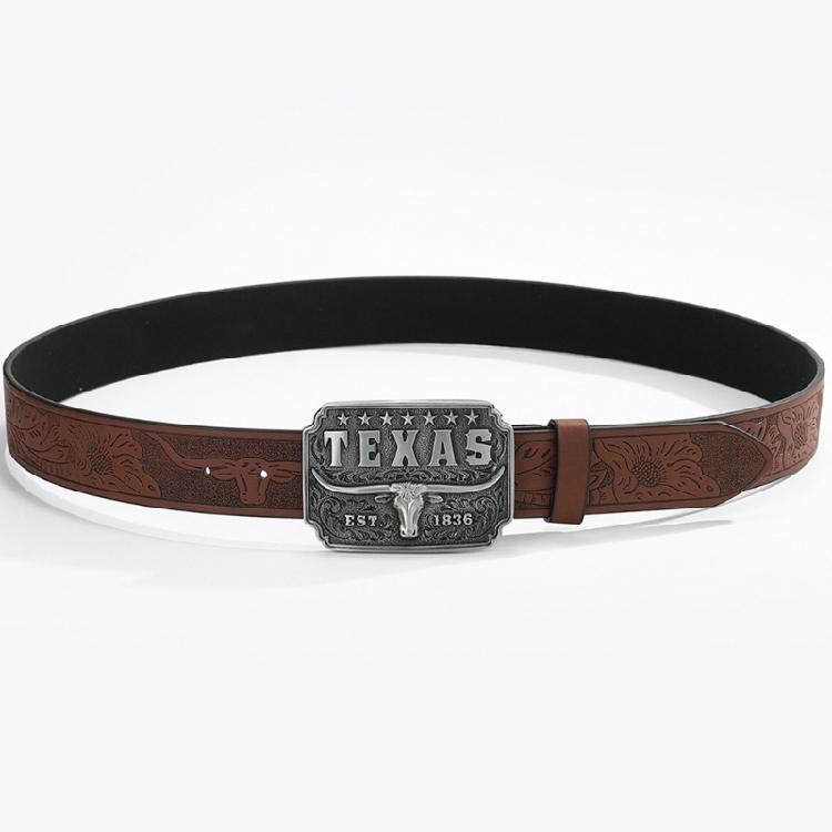 Western-Stil Herrengürtel Cowboy-Hüftband mit silberner Stierkopf-Verzierung für Trendsetter und Stil-Enthusiasten