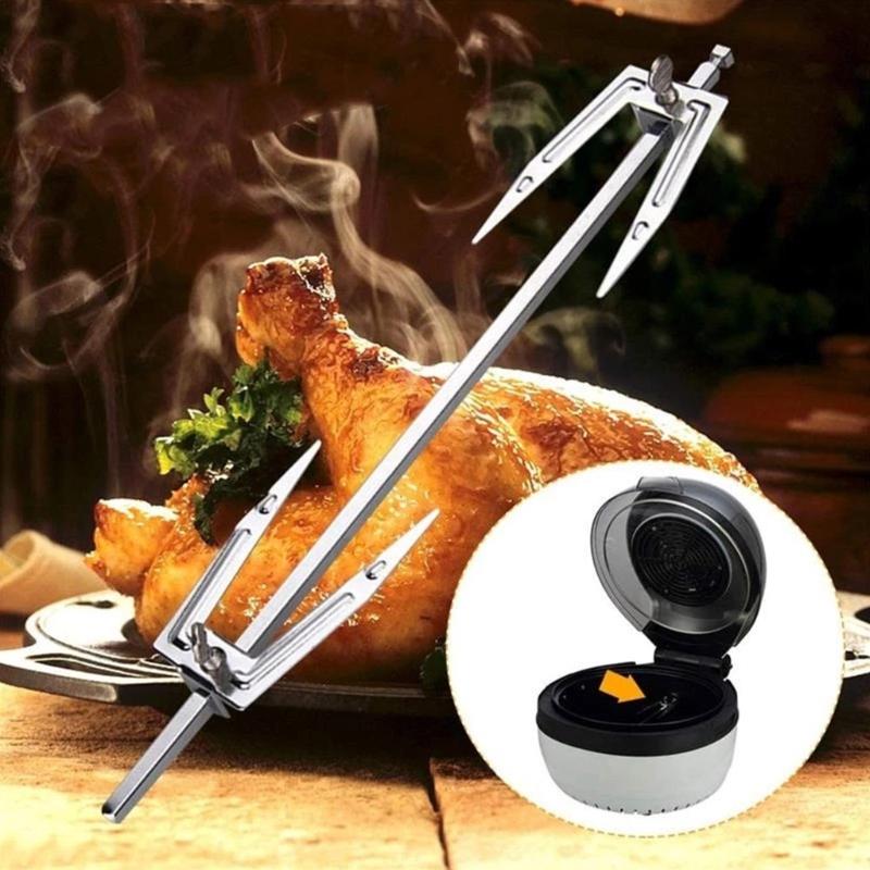 Rotating Rotisserie Grills Air Fryer Fork Grills Roast Chicken Fork Stainless Steel Skewer Grilled Air Fryer Accessories