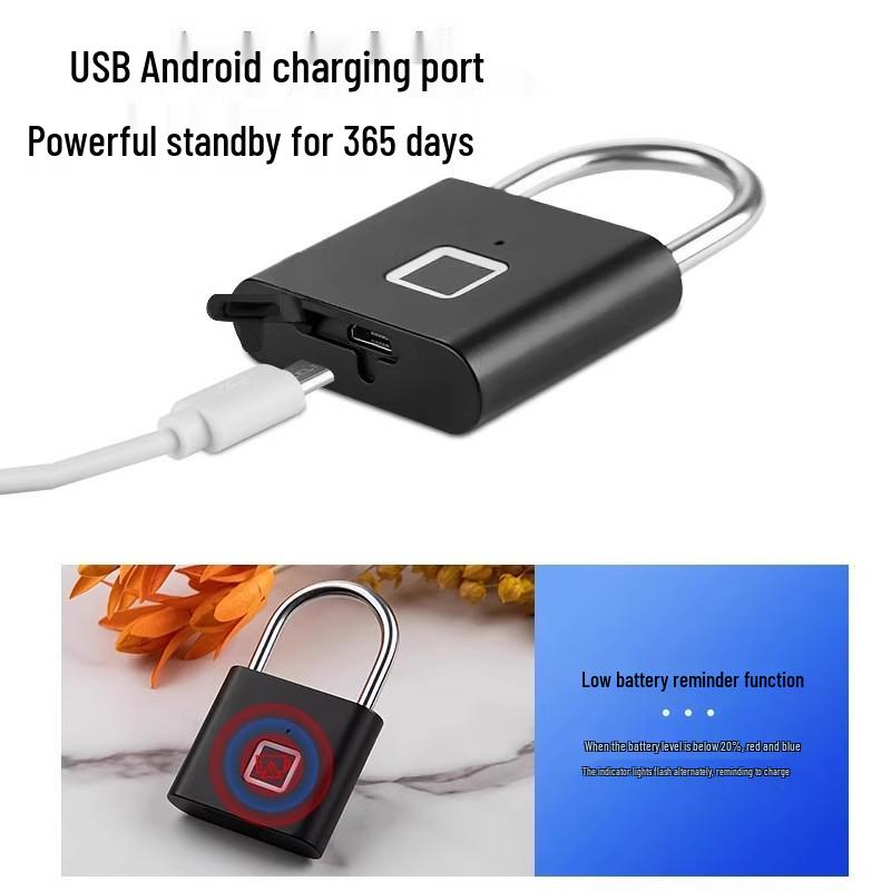 Lacăt inteligent cu amprentă digitală, impermeabil - Exterior rezistent la rugină, antifurt și cu blocare electronică pentru ușa de la intrare și dulap.