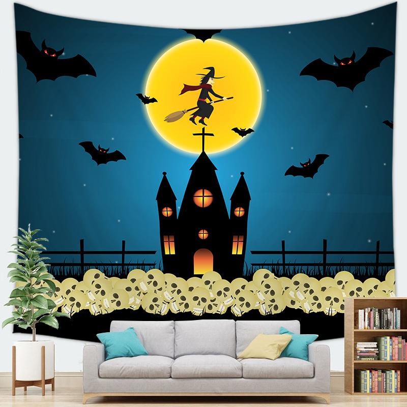 Halloweenthemed backdrop decoration fabric digitalprinted polyester tapestries living rooms bedrooms macrame wall hanging
