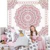 Boho Pink Mandala Wall Tapestry for Bedroom,Room Decor for Teen Girls, Art Floral Wall Hanging for College Dorm