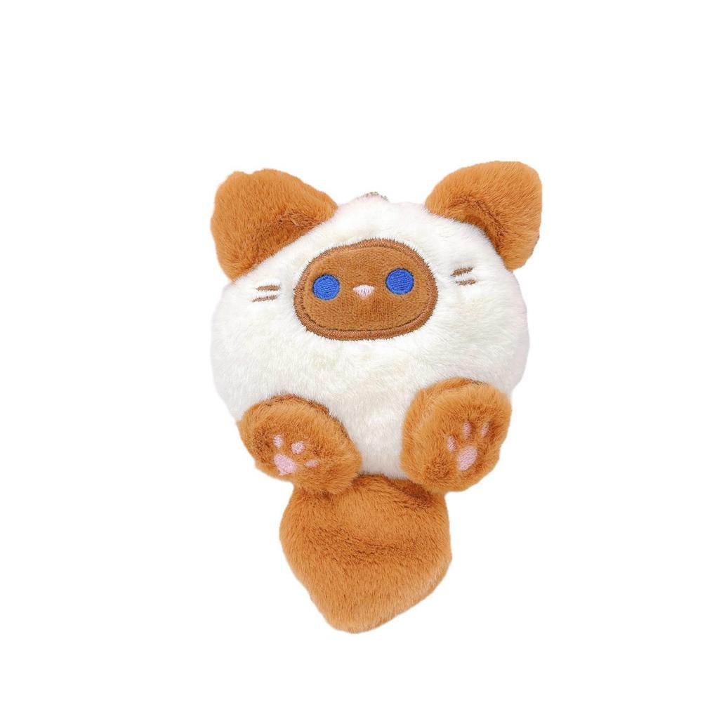 Squeaky Cat Plush Keychain Brooch: Cute Cartoon Doll Accessory