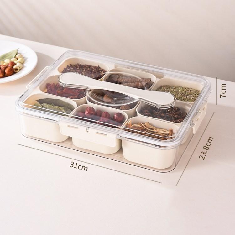 

Snack Box Container Divided Serving Tray with Lid and Handle Snack Organizer (BPA Free,No FDA) 6 Grid/Double Handle
