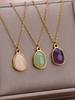 1pc Women's Stainless Steel Asymmetrical Purple Natural Stone Pendant Necklace, Fashion Accessory For Daily Wear