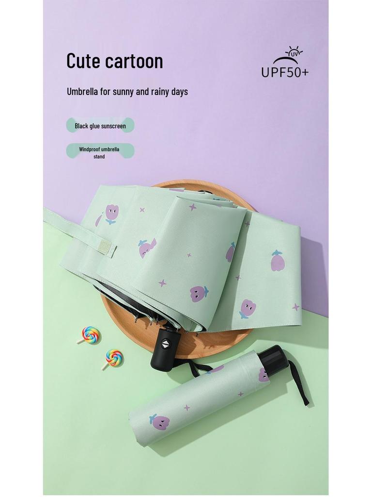 Women's Folding Sun & Rain Umbrella with UV Protection and Logo