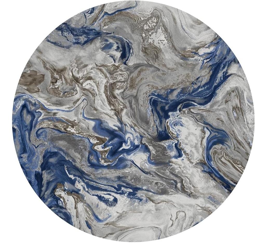 Runder Teppich mit Marmormuster, nordischer Stil, hochwertiger dekorativer Teppich, Wohnzimmer, Schlafzimmer, Sofa, Sessel, rutschfeste Fußmatte