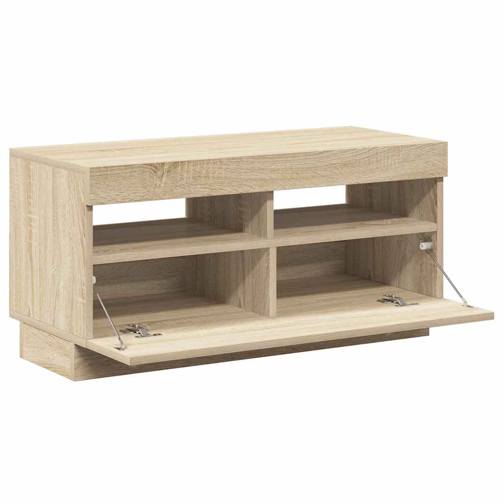 Vidaxl Szafka Tv Z Oświetleniem Led, Dąb Sonoma, 80X35X40 Cm
