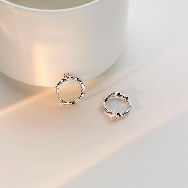 Mobius Hoop Earrings with Twist Zircon Design Minimalist Cold Ear Jewelry