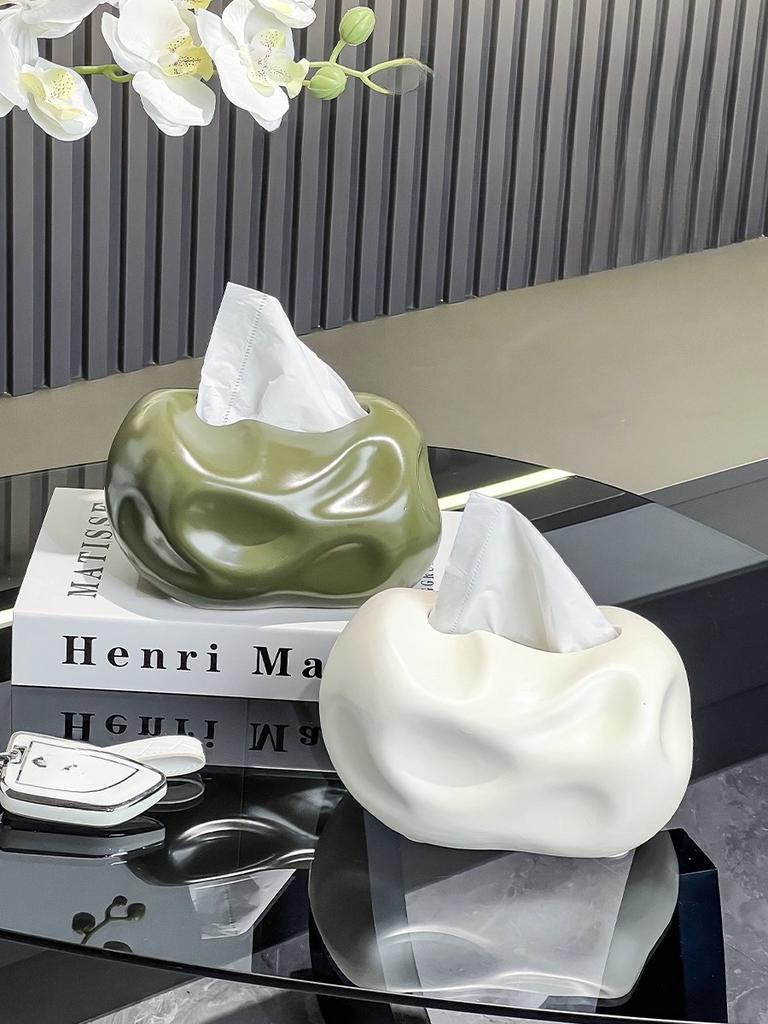 Concavo-convex Ceramic Tissue Box Desktop Decoration Creative Tissue Storage Box Modern Napkin Tissue Holder Home Decoration