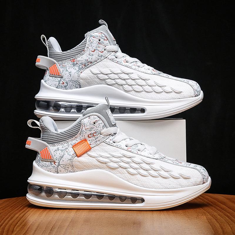 Large size new casual spring and autumn running shoes sports shoes fish scales breathable air cushion fly-woven shoes