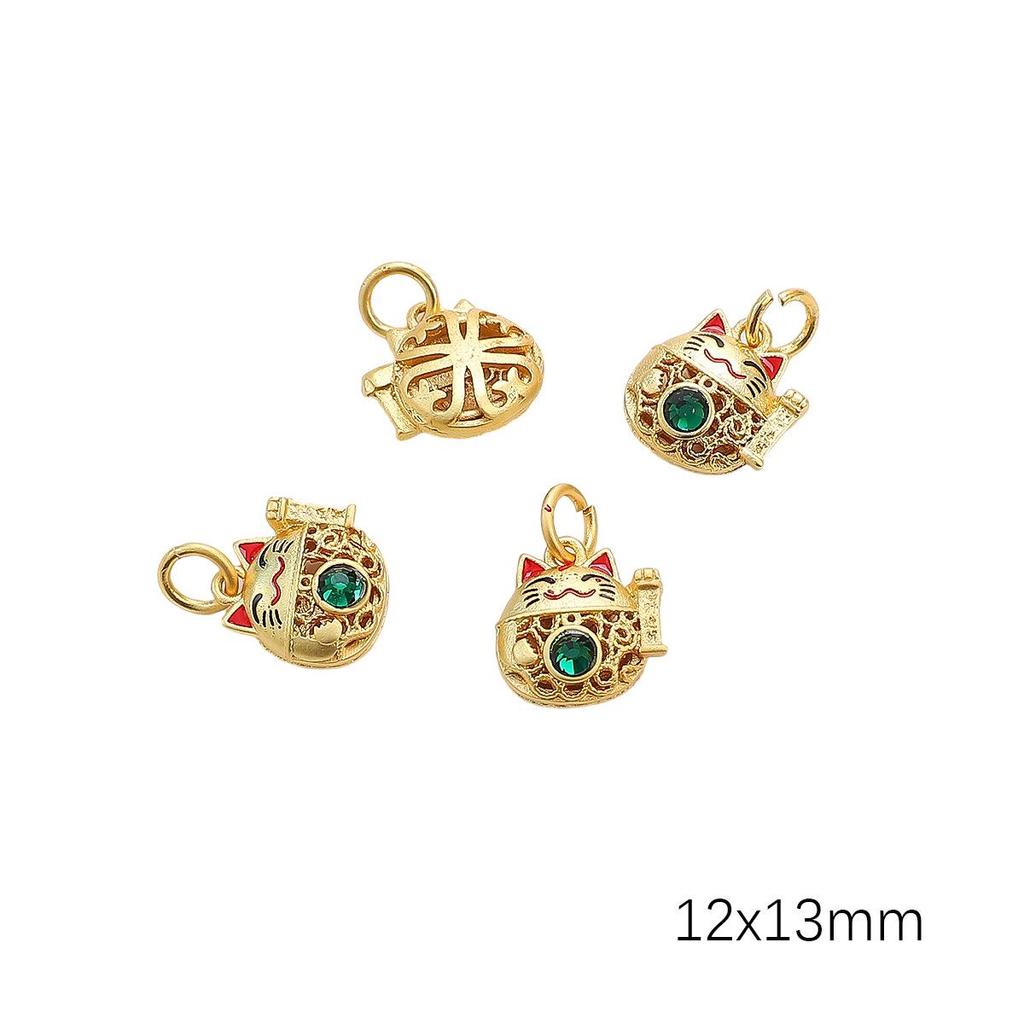 Pozlacené prolamované korálky s kočičím okem a imitací nefritu pro výrobu šperků DIY