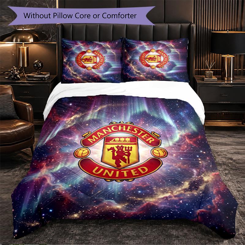 Vzor Manchester United 3dílná sada povlečení Měkký povlak na přikrývku z mikrovlákna s povlaky na polštáře do ložnice