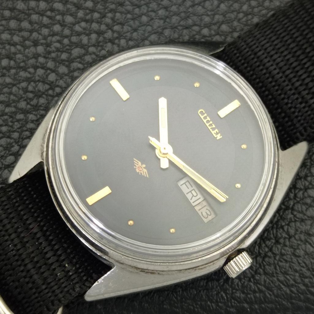 JAPAN VINTAGE CITIZEN AUTOMATIC 8200 MENS BLACK COLOR DIAL WATCH a702753-1 R210-a702753