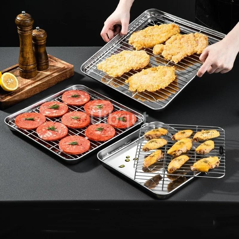 Golden Square Stainless Steel Food Service Tray plate set Nonstick Bakeware Fruit Cookie Bread Plate Kitchen Storage Container