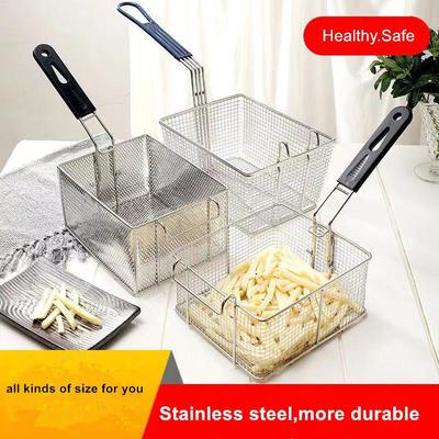 Popular Stainless Steel Fryer Frying Basket Screen French Fries Frame Square Filter Net Encrypt Colander Strainer Shaped Frying