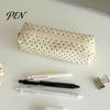 Large Capacity Pencil Case Polka Dot Case, Fabric Stationery Organizer Pouch, Cute Makeup Versatile Canvas Storage Bag Zipper Closure Pen for