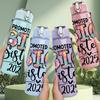1PC Promoted To Big Sister 2025 Print 750ml Color Plastic Sports Water Bottle Leakproof Flip Straw Lid Suitable for Sports Office Home Use