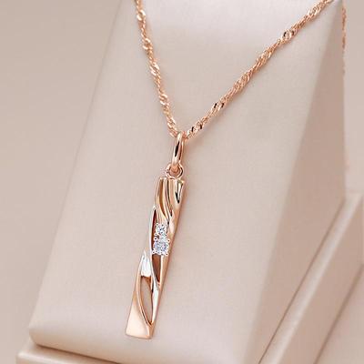Gold Silver Color Twist Zircon Pendant Necklace for Women Personality Wedding Party Jewelry Personality Accessories