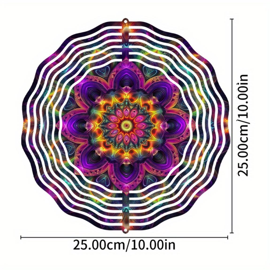 

10-дюймовый подвесной колокольчик ветра с дизайном цветка мандалы, вращающееся искусство, идеально подходит для украшения балкона, сада, подарок для родственников, друзей 01A