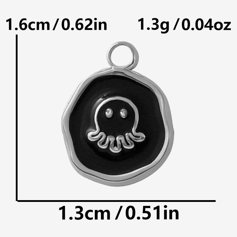6pcs Punk Dark Black Stainless Steel Enamel Charms For Jewelry Making Supplies Sun Heart Cross Ocean Animal Pendant DIY Pendants