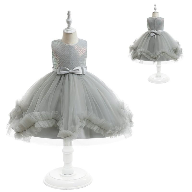 Mädchen Pailletten Tüll Schleife Kleid Kinder Formelles Partykleid Klavieraufführung