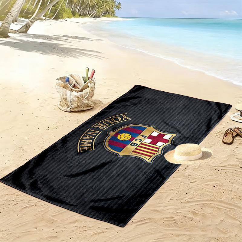 FC Barcelona Print Beach Towel, Large Soft Quick Dry Towel for Beach Camping Swimming