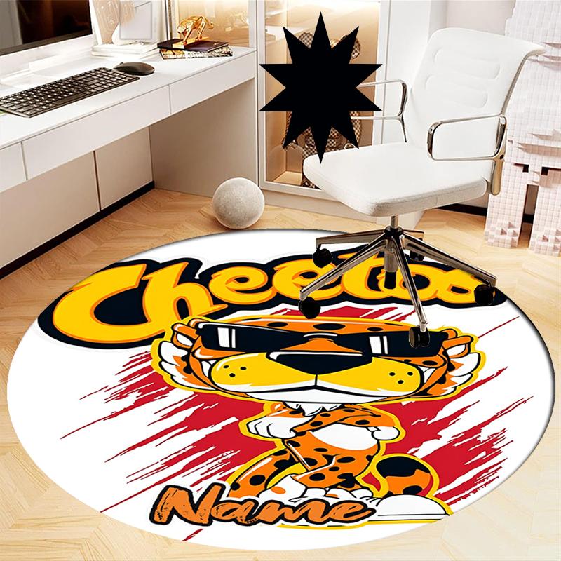 Custom Name Cheetos Printed Round Rug Carpet Chair Rug Area Rug Entryway Doormats,for Office Chair Living Room Bedroom Kitchen Room.